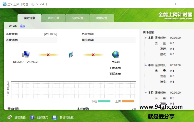 上网时长及流量监控软件 全能上网计时器2绿色免费版 免激活安装版 标签2 标签1 WIN破解软件  第1张