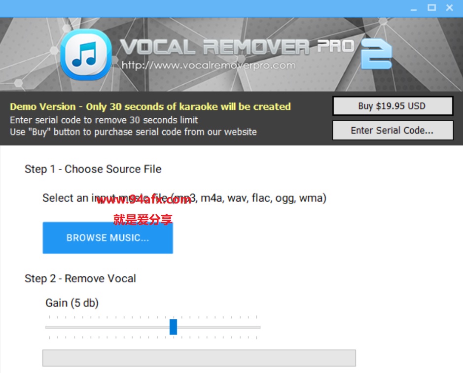 MAGIC Vocal Remover|Vocal Remover（消音软件）v2.0破解版 附注册机 标签2 标签1 WIN破解软件  第1张
